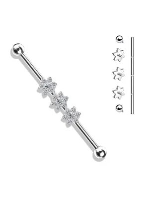 Piercing industriel oreille 3 fleurs