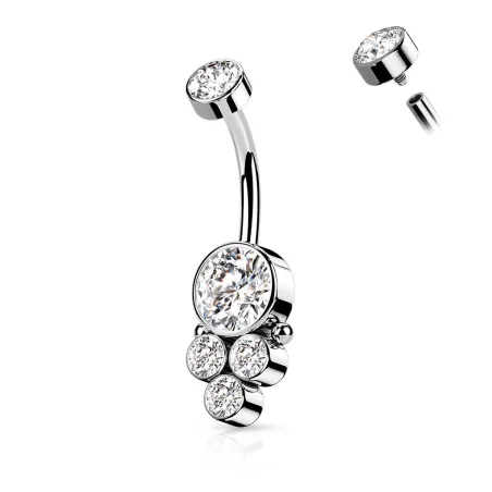 Piercing nombril cluster strass