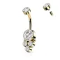 Piercing nombril doré cluster strass