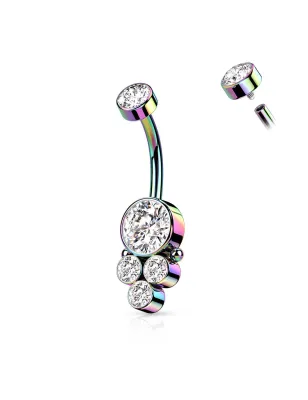 Piercing nombril multicolore cluster strass