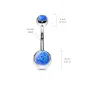 Piercing nombril acier double opale bleu