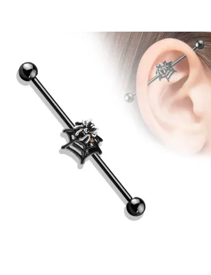 Piercing industriel oreille toile araignée