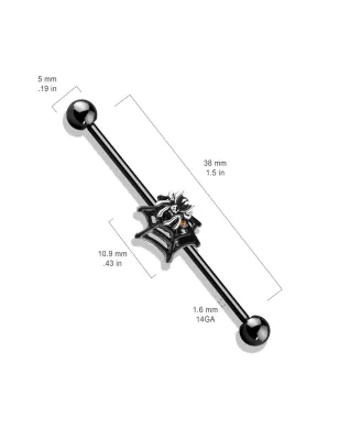 Piercing industriel oreille toile araignée