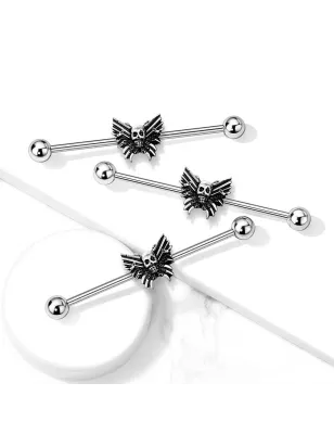 Piercing industriel oreille skull papillon