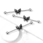 Piercing industriel oreille skull papillon