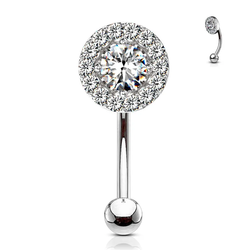 Piercing arcade gemme rond et strass blancs