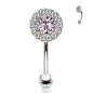 Piercing arcade gemme rond rose et strass blancs