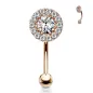 Piercing arcade plaqué or rose gemme rond et strass blancs