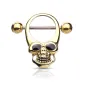 Piercing téton bouclier skull doré