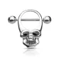 Piercing téton bouclier skull argenté