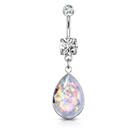 Piercing nombril pendentif opalite multicolore