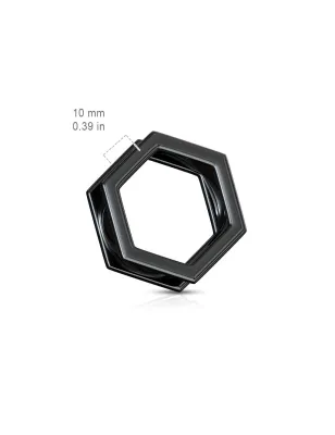 Piercing tunnel oreille hexagonal acier noir