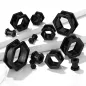 Piercing tunnel oreille hexagonal acier noir