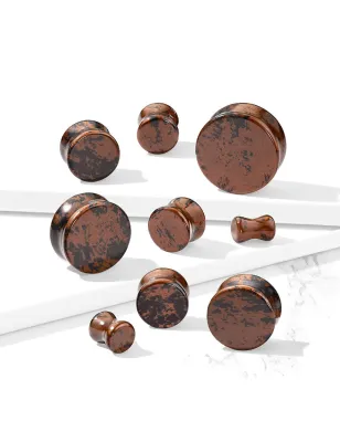 Piercing plug pierre obsidienne acajou