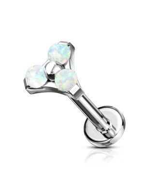 Piercing labret oreille triangle opalite blanc