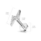 Piercing labret oreille éclair pavé de strass acier chirurgical