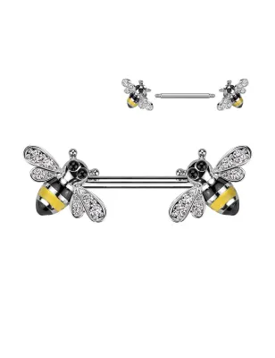 Piercing téton abeilles pavés de strass