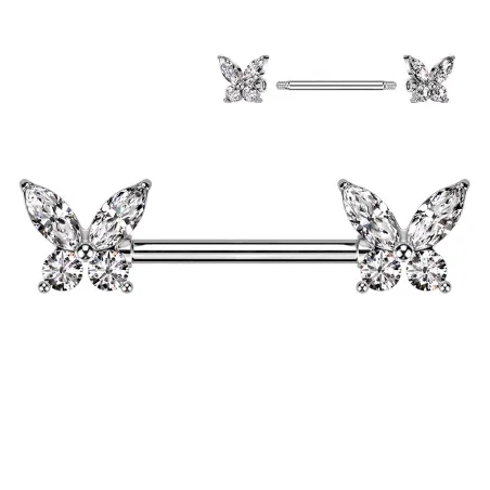 Piercing téton papillon serti de strass