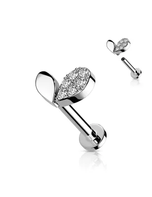 Piercing oreille labret coeur grandissant strass