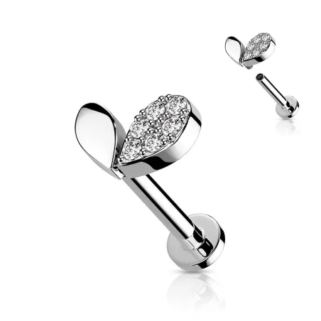 Piercing oreille labret coeur grandissant strass