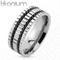 Bague homme titane double chaines noires