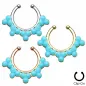 Faux piercing septum double ligne perles turquoise