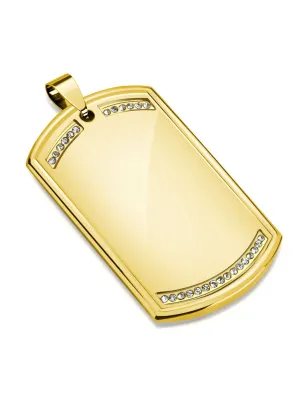 Pendentif homme plaque militaire dorée strass