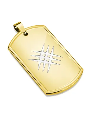 Pendentif homme plaque militaire doré motif croisé