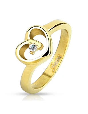 Bague femme acier inoxydable coeur creux