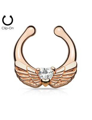 Faux piercing septum ailes d'ange rosé