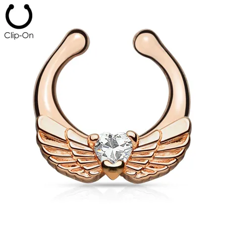 Faux piercing septum ailes d'ange rosé