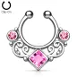 Faux piercing septum tourbillon strass rose