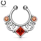 Faux piercing septum tourbillon strass rouge