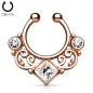 Faux piercing septum tourbillon rosé strass blanc