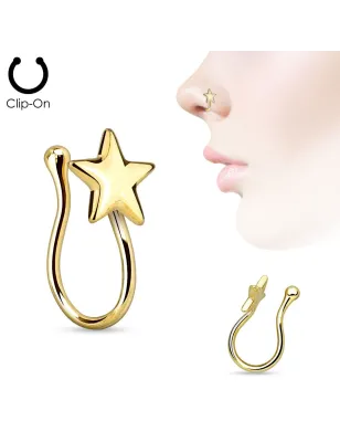 Faux piercing de nez clipsable étoile doré