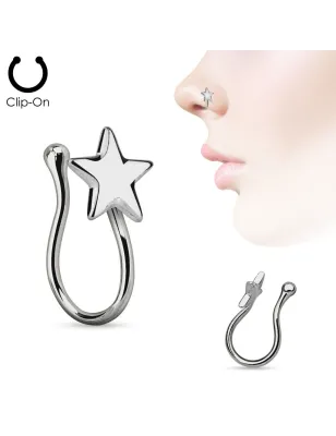 Faux piercing de nez clipsable étoile hématite