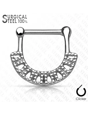 Piercing septum clipsable en acier chirurgical éventail rectangulaire