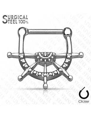 Piercing septum clipsable en acier chirurgical roue de navire