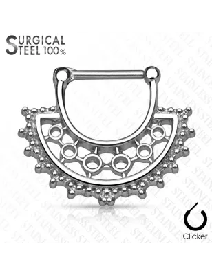 Piercing septum clipsable en acier chirurgical large éventail