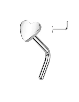 Piercing nez tige en L titane astm f-136 coeur