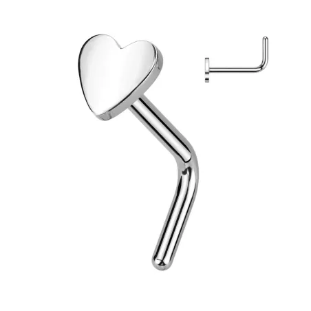 Piercing nez tige en L titane astm f-136 coeur