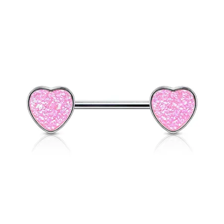 Piercing téton coeur pierre druze rose