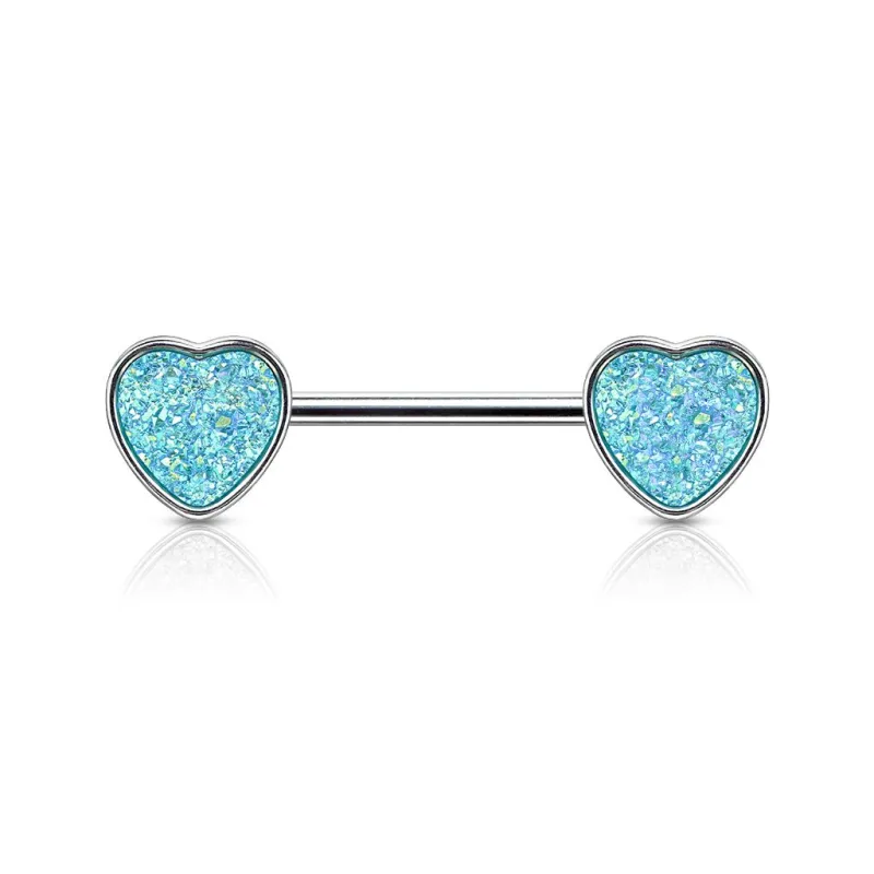 Piercing téton coeur pierre druze turquoise