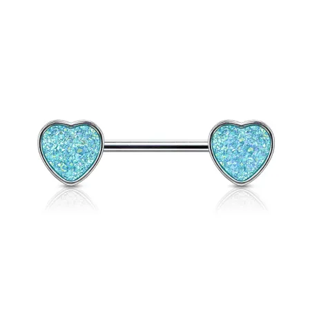 Piercing téton coeur pierre druze turquoise