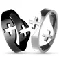 Bague homme acier argenté et noir croix puzzle