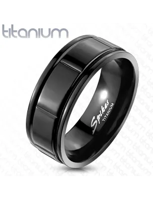 Bague titane homme noir rectangles