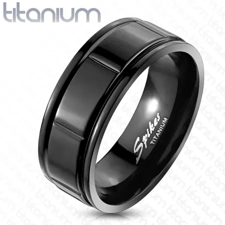 Bague titane homme noir rectangles