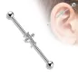 Piercing industriel oreille croix pavée de strass