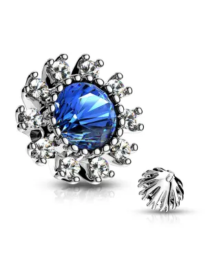 Piercing microdermal pierre bleue entourée de strass