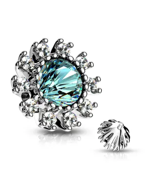 Piercing microdermal pierre turquoise entourée de strass